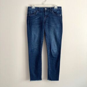 Democracy Womens Seamless Ankle Skimmer Jeans Size 6 Blue Raw Hem Stretch